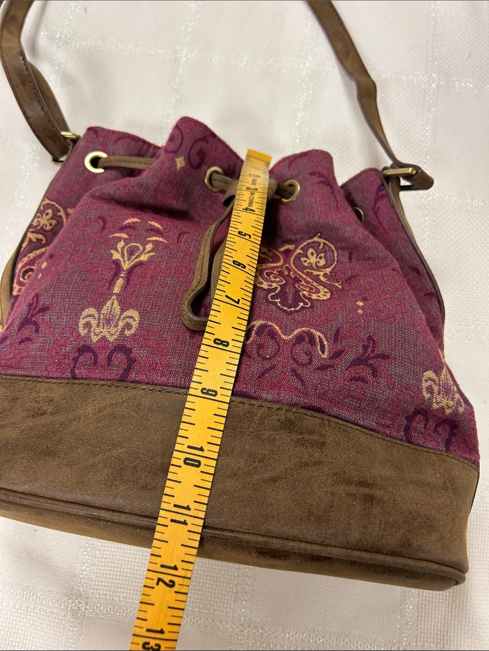 Simply Noelle Pink and Brown Drawstring Bucket Crossbody Bag image 8